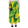 Yellow And Green Acid Melt Print Chiffon Maxi Skirt