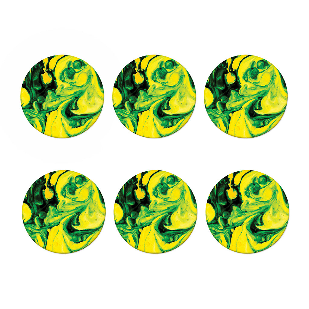 Yellow And Green Acid Melt Print Coaster Set