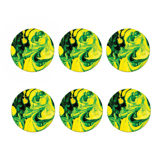 Yellow And Green Acid Melt Print Coaster Set
