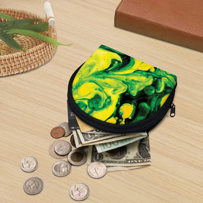 Yellow And Green Acid Melt Print Coin Purse
