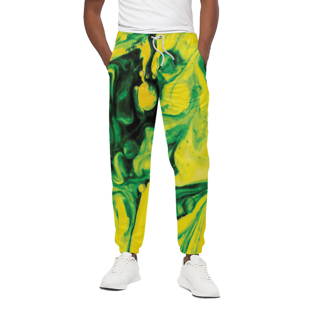 Yellow And Green Acid Melt Print Cotton Pants