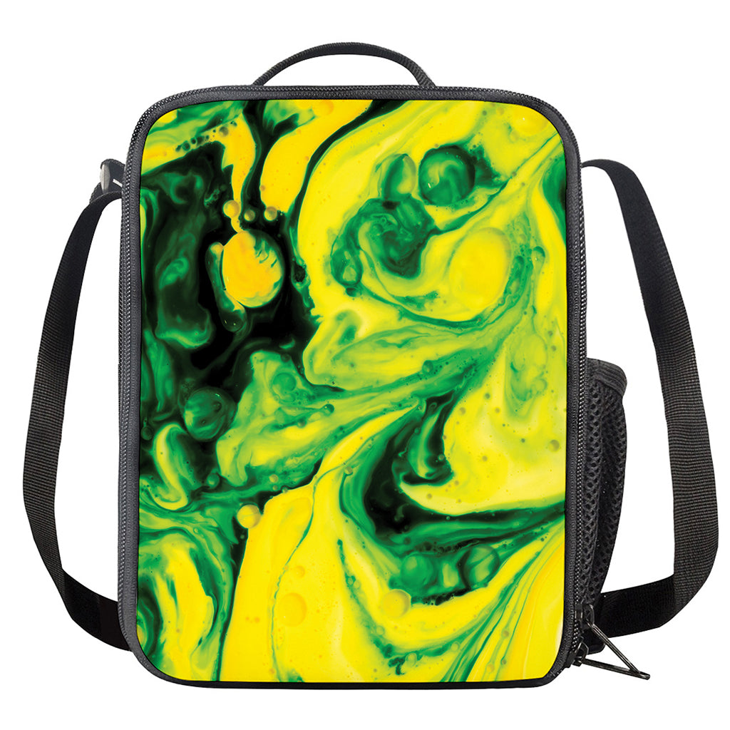 Yellow And Green Acid Melt Print Crossbody Lunch Bag