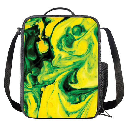 Yellow And Green Acid Melt Print Crossbody Lunch Bag