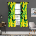 Yellow And Green Acid Melt Print Grommet Curtain Panels
