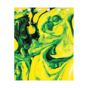 Yellow And Green Acid Melt Print Curtain