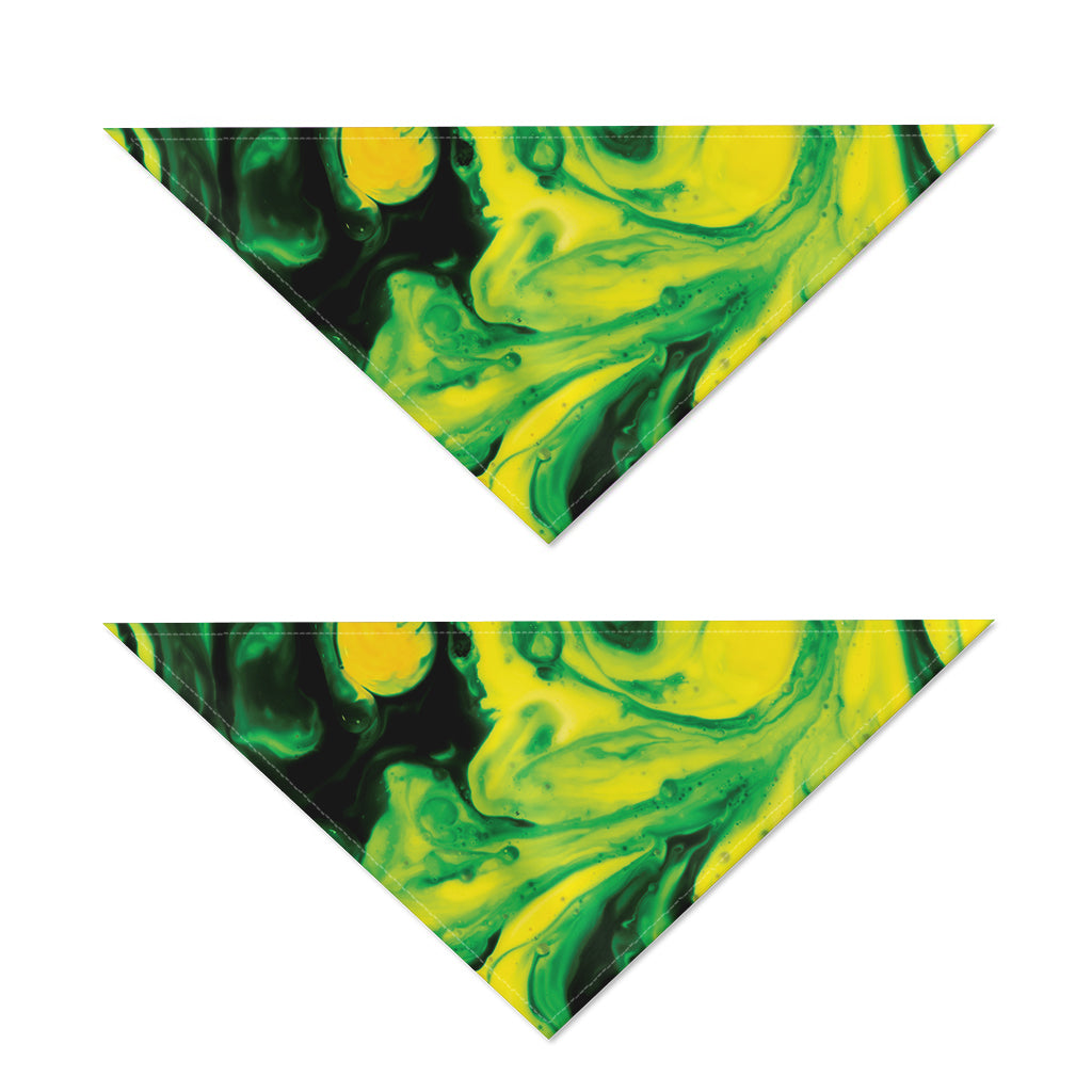 Yellow And Green Acid Melt Print Dog Bandana