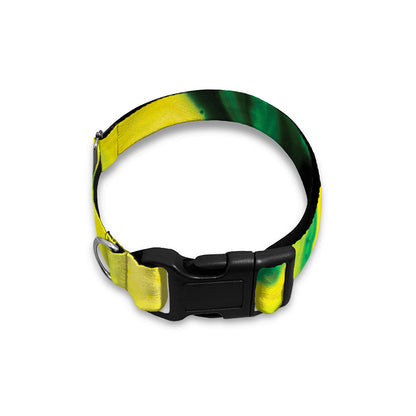 Yellow And Green Acid Melt Print Dog Collar
