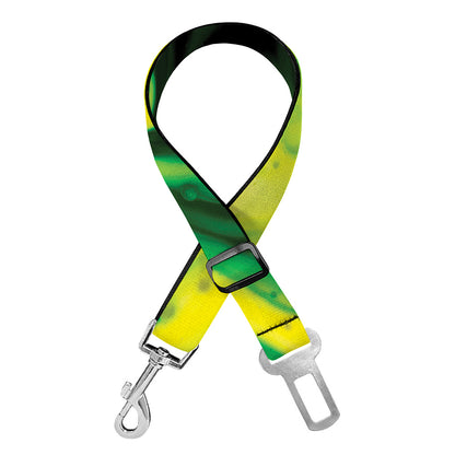 Yellow And Green Acid Melt Print Dog Seat Belt