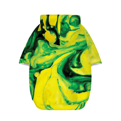 Yellow And Green Acid Melt Print Dog Zip Up Hoodie