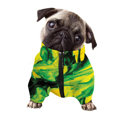 Yellow And Green Acid Melt Print Dog Zip Up Jacket