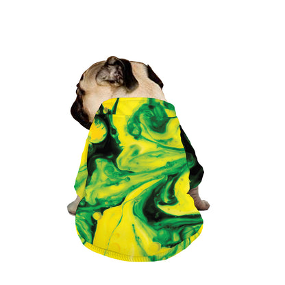 Yellow And Green Acid Melt Print Dog Zip Up Jacket
