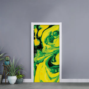 Yellow And Green Acid Melt Print Door Sticker