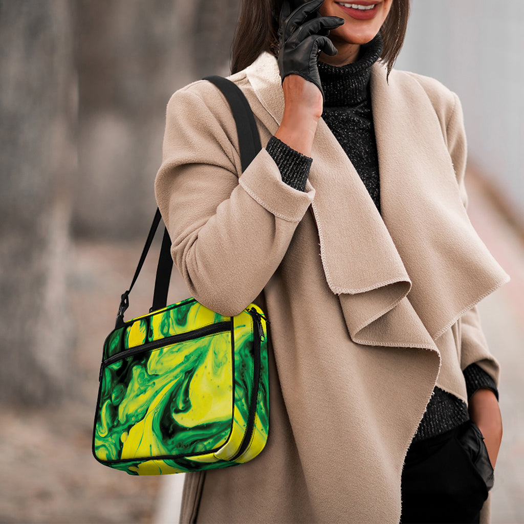 Yellow And Green Acid Melt Print Double Strap Bible Bag
