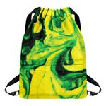 Yellow And Green Acid Melt Print Drawstring Backpack