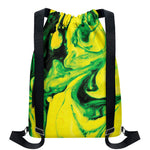 Yellow And Green Acid Melt Print Drawstring Backpack