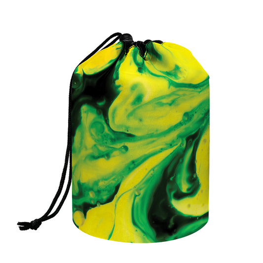 Yellow And Green Acid Melt Print Drawstring Makeup Bag