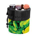 Yellow And Green Acid Melt Print Drawstring Makeup Bag