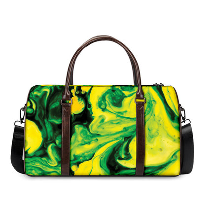 Yellow And Green Acid Melt Print Duffle Bag