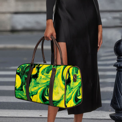 Yellow And Green Acid Melt Print Duffle Bag