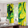 Yellow And Green Acid Melt Print Extra Wide Grommet Curtains
