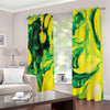 Yellow And Green Acid Melt Print Extra Wide Grommet Curtains