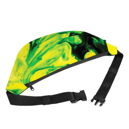 Yellow And Green Acid Melt Print Fanny Pack