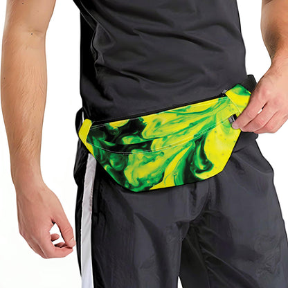 Yellow And Green Acid Melt Print Fanny Pack