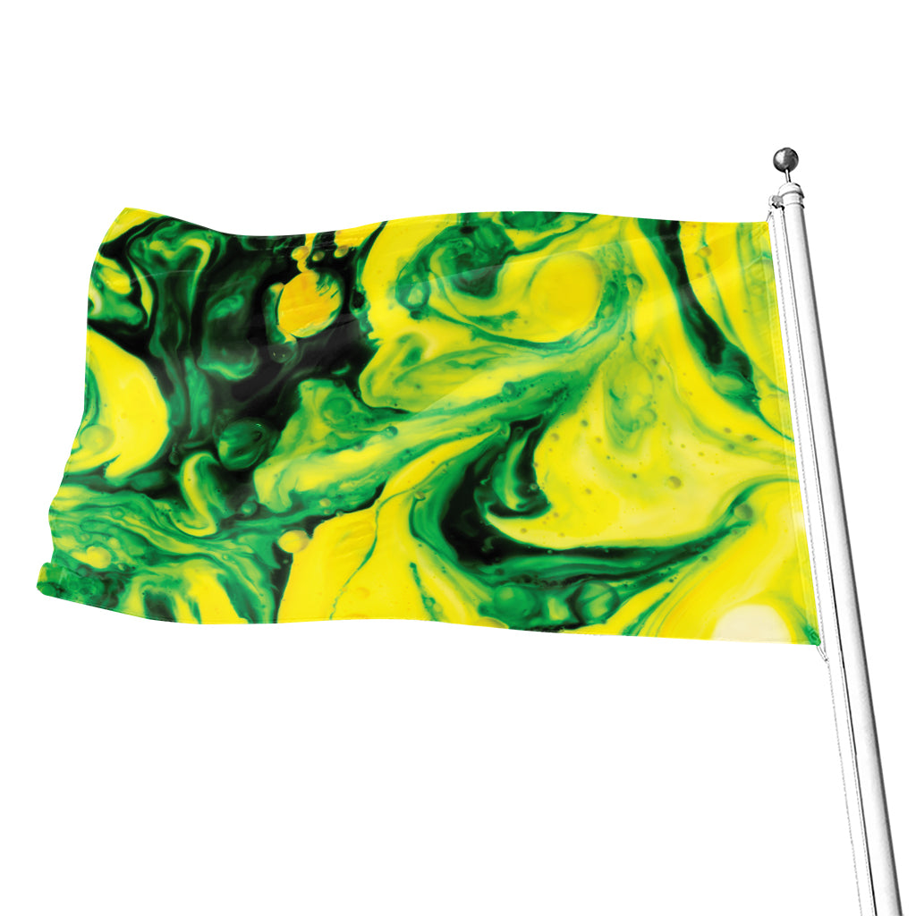 Yellow And Green Acid Melt Print Flag