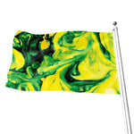 Yellow And Green Acid Melt Print Flag