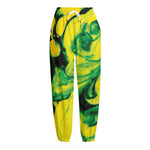 Yellow And Green Acid Melt Print Fleece Lined Knit Pants