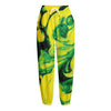 Yellow And Green Acid Melt Print Fleece Lined Knit Pants