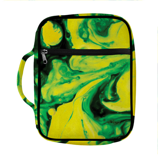 Yellow And Green Acid Melt Print Front Pocket Bible Bag