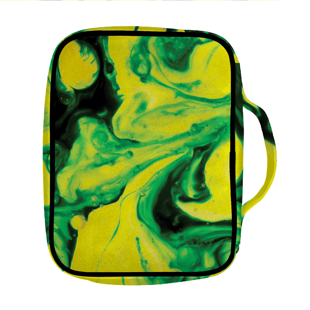 Yellow And Green Acid Melt Print Front Pocket Bible Bag
