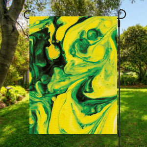 Yellow And Green Acid Melt Print Garden Flag