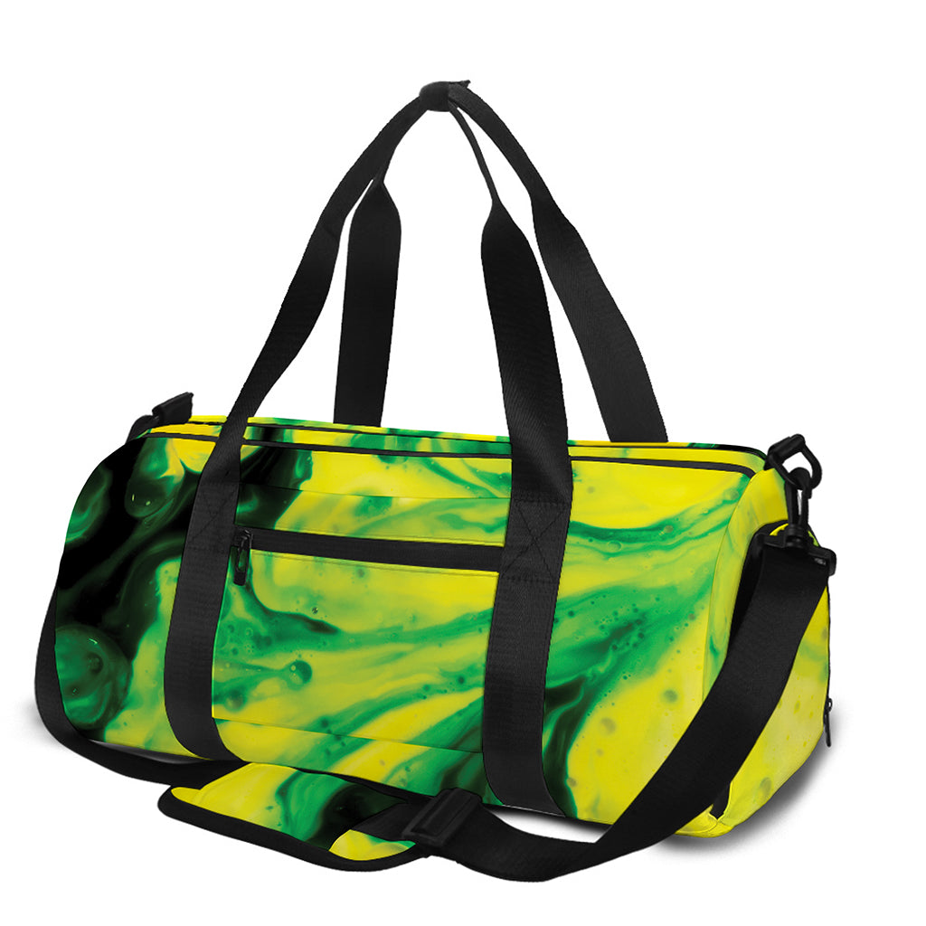 Yellow And Green Acid Melt Print Gym Bag