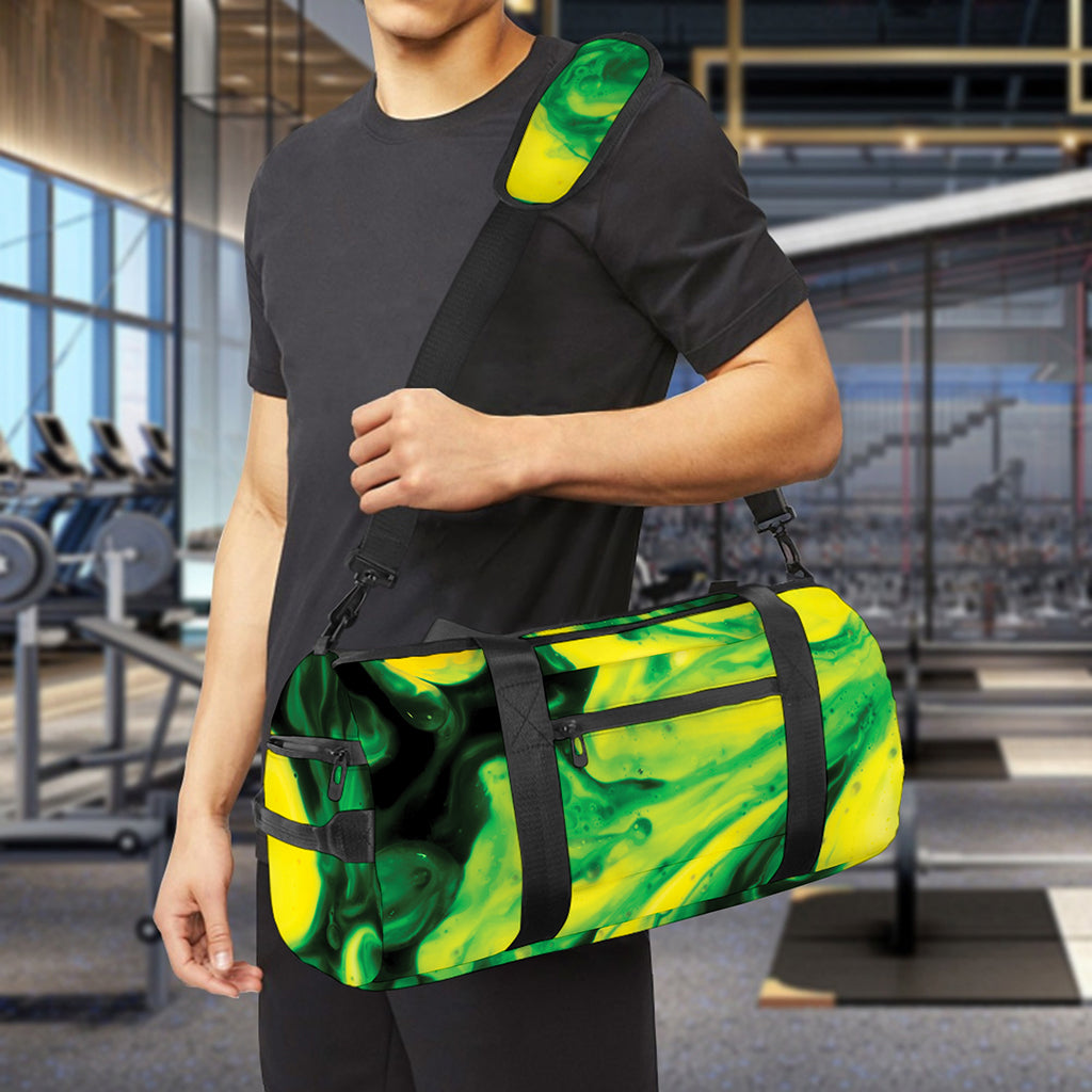 Yellow And Green Acid Melt Print Gym Bag