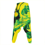 Yellow And Green Acid Melt Print Hammer Pants