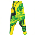 Yellow And Green Acid Melt Print Hammer Pants