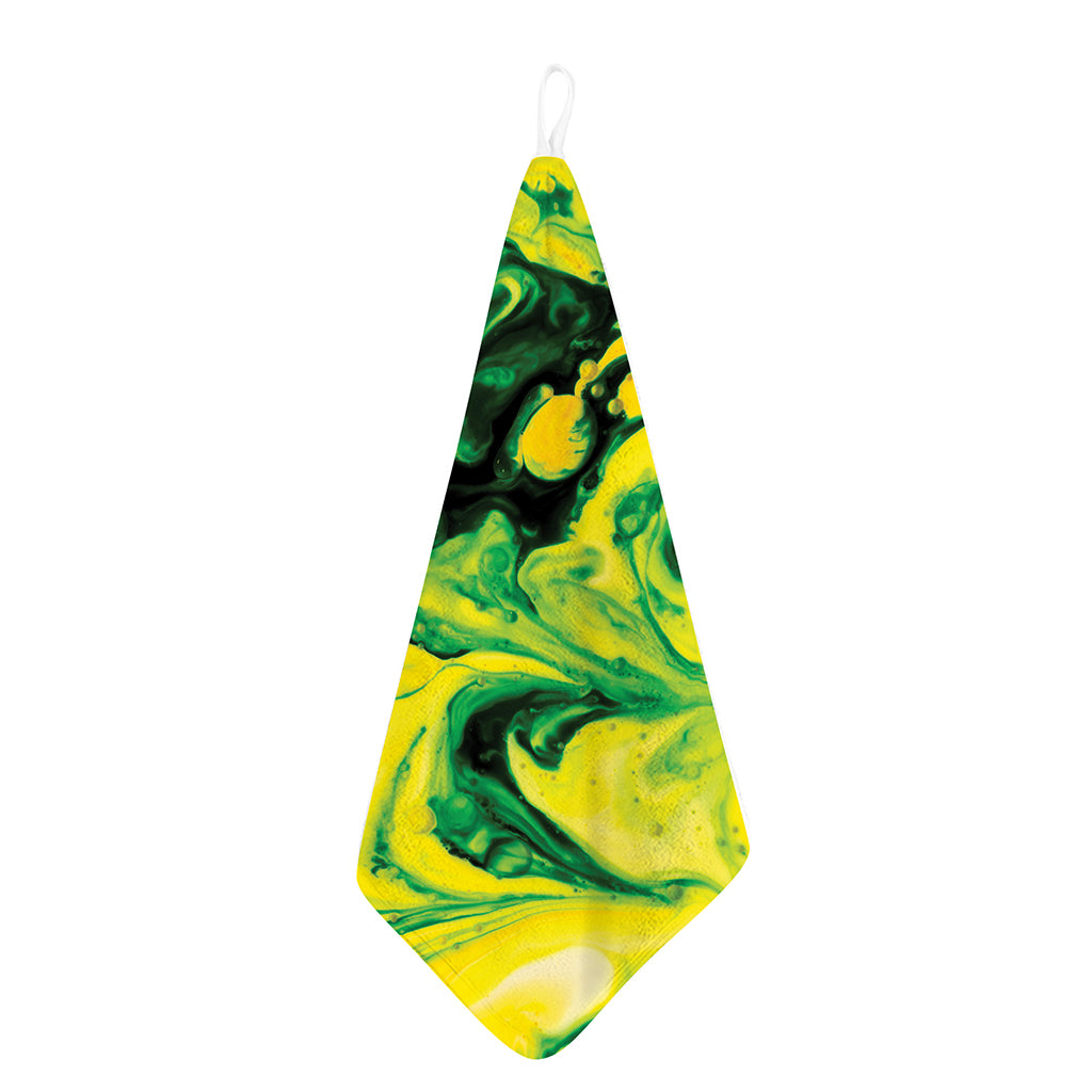 Yellow And Green Acid Melt Print Hand Towel