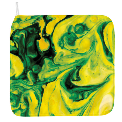 Yellow And Green Acid Melt Print Hand Towel