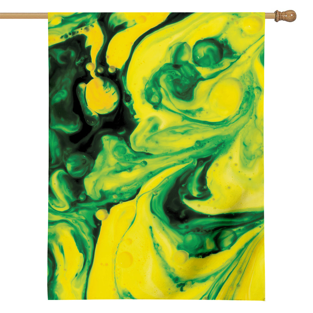 Yellow And Green Acid Melt Print House Flag
