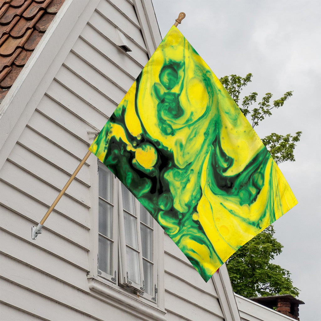 Yellow And Green Acid Melt Print House Flag