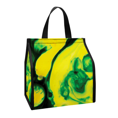 Yellow And Green Acid Melt Print Insulated Lunch Tote