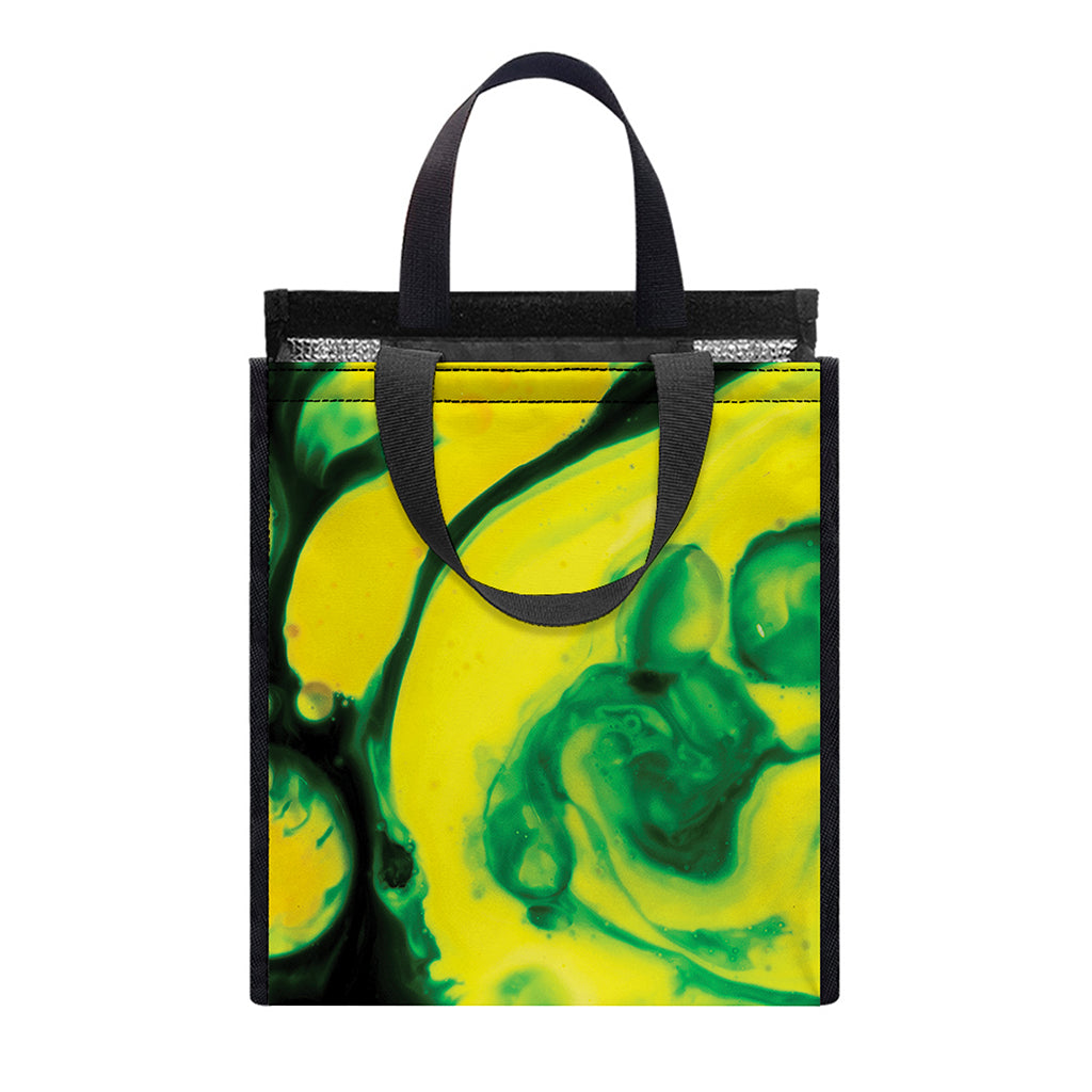 Yellow And Green Acid Melt Print Insulated Lunch Tote