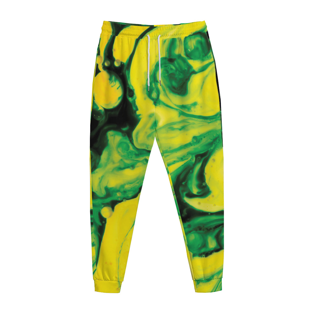 Yellow And Green Acid Melt Print Jogger Pants