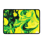 Yellow And Green Acid Melt Print Kitchen Mat