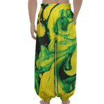 Yellow And Green Acid Melt Print Lantern Pants