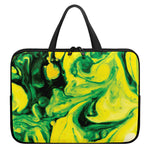 Yellow And Green Acid Melt Print Laptop Sleeve With Handle
