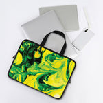 Yellow And Green Acid Melt Print Laptop Sleeve With Handle