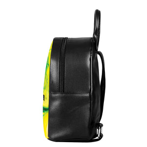 Yellow And Green Acid Melt Print Leather Backpack